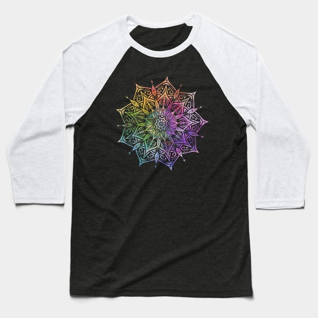 Rainbow Pride Mandala Baseball T-Shirt by Liquid Feline